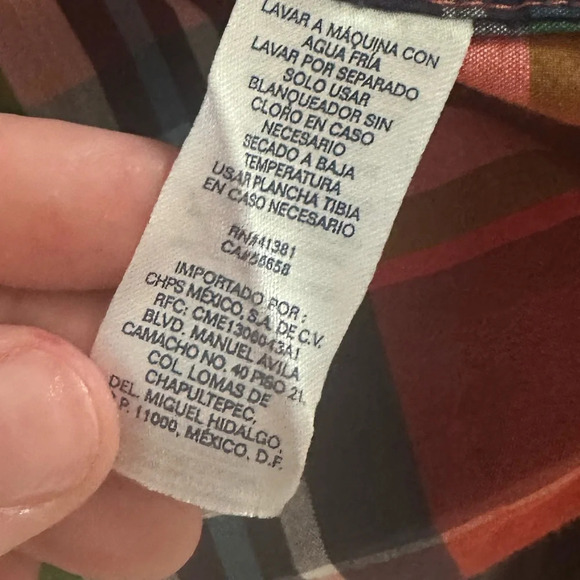 Chaps Plaid Button Down Size XL Orange Blue Mens Shirt - Picture 8 of 9